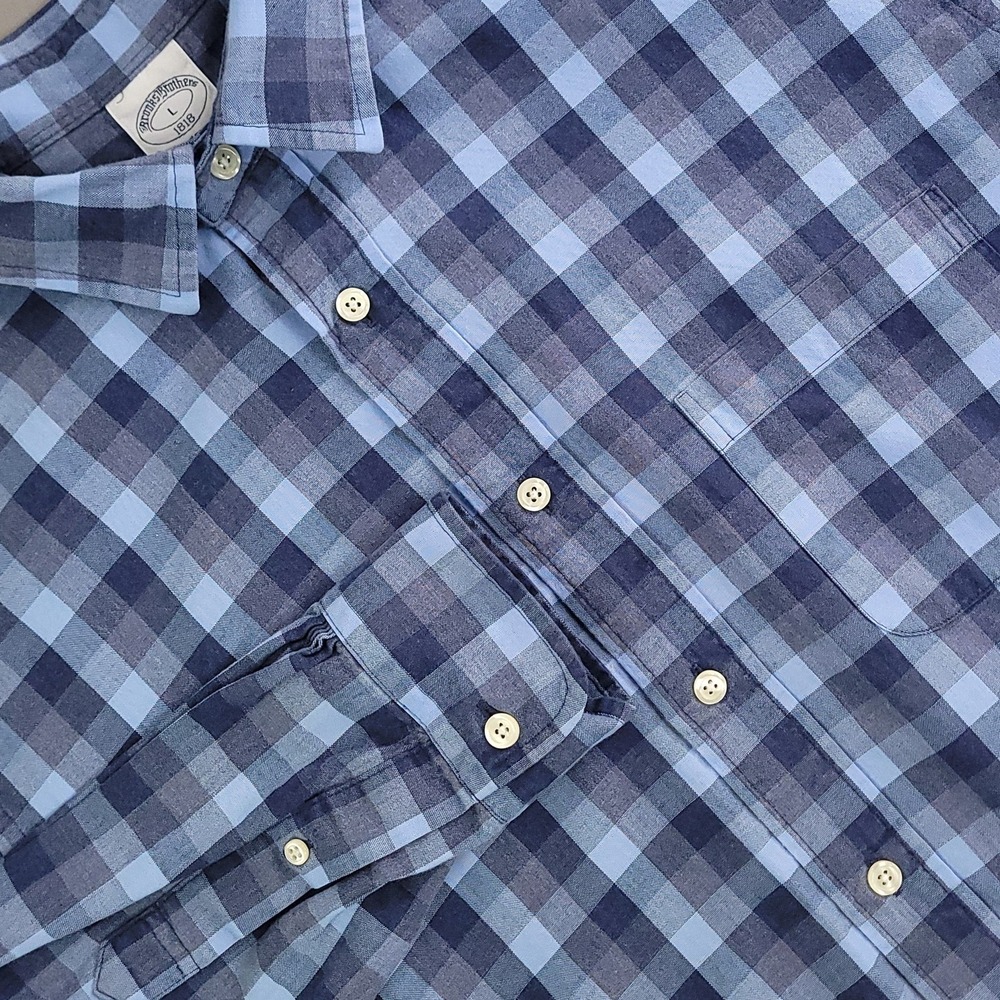 Brooks Brothers Shirt Mens Large Blue Plaid Regent 1818 Button Down Long Sleeve